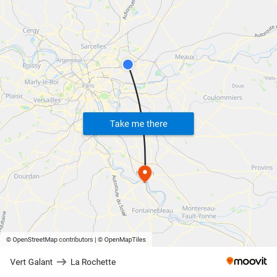 Vert Galant to La Rochette map