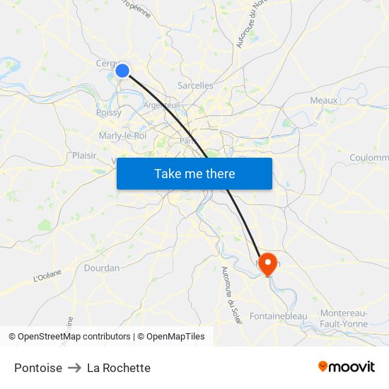 Pontoise to La Rochette map