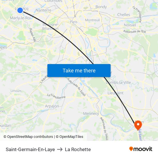 Saint-Germain-En-Laye to La Rochette map