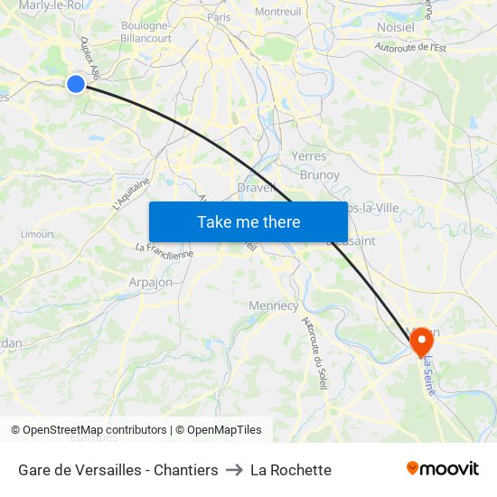Gare de Versailles - Chantiers to La Rochette map