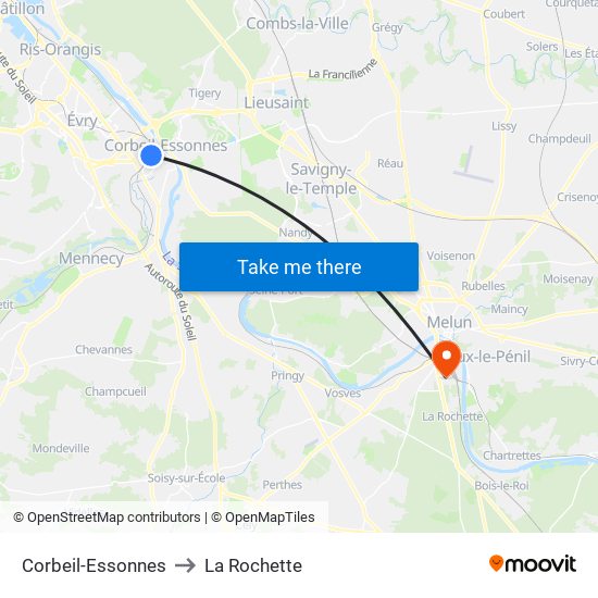Corbeil-Essonnes to La Rochette map