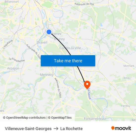 Villeneuve-Saint-Georges to La Rochette map