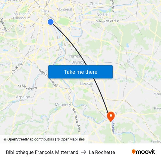 Bibliothèque François Mitterrand to La Rochette map