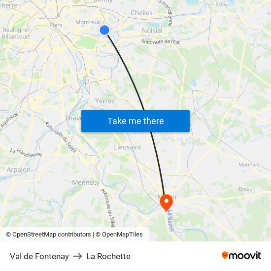 Val de Fontenay to La Rochette map