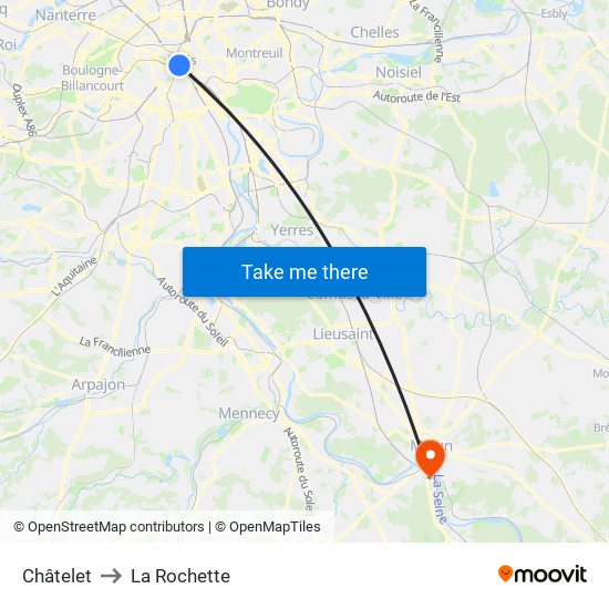 Châtelet to La Rochette map