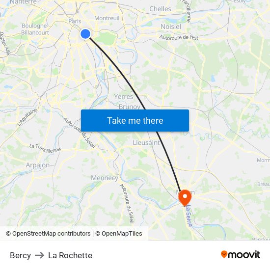 Bercy to La Rochette map