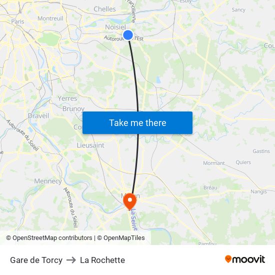 Gare de Torcy to La Rochette map