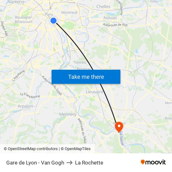 Gare de Lyon - Van Gogh to La Rochette map