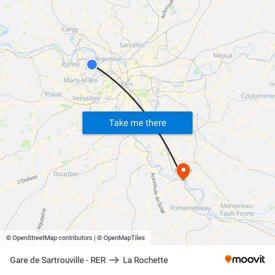 Gare de Sartrouville - RER to La Rochette map
