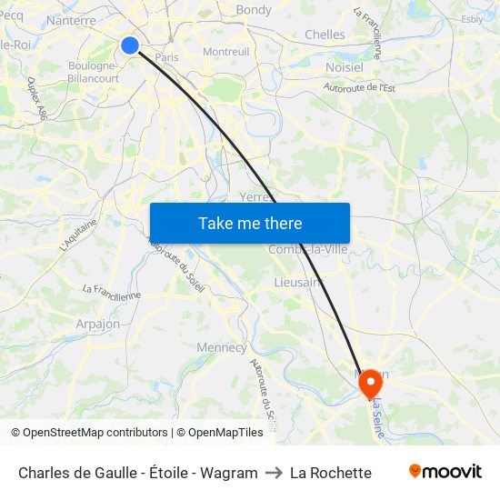 Charles de Gaulle - Étoile - Wagram to La Rochette map
