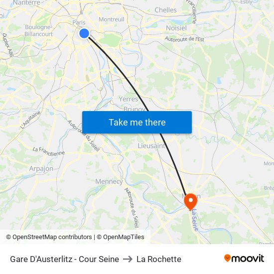 Gare D'Austerlitz - Cour Seine to La Rochette map