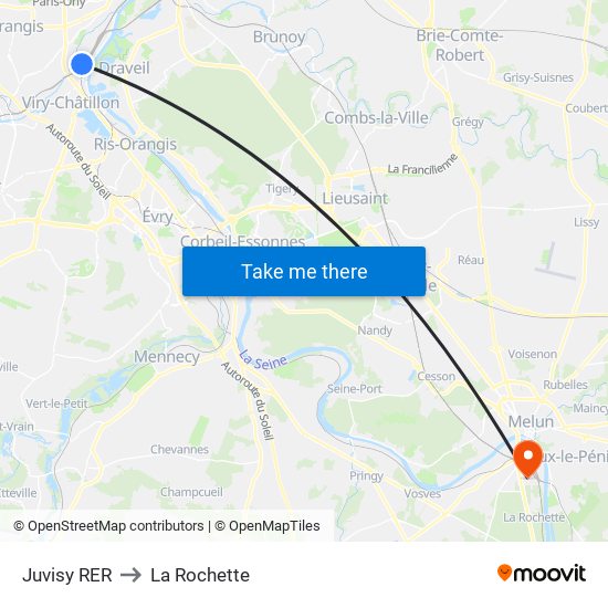 Juvisy RER to La Rochette map