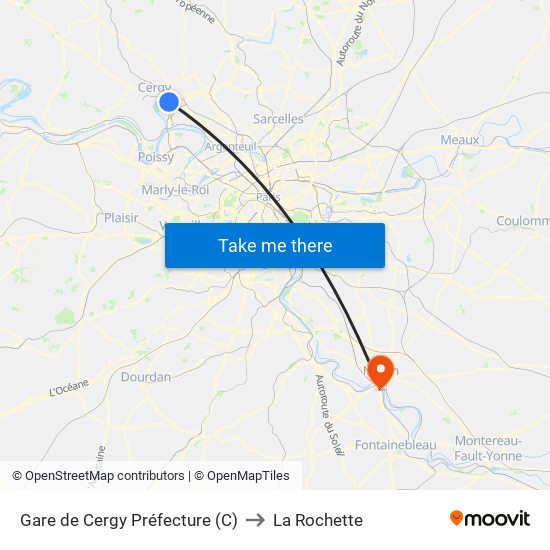 Gare de Cergy Préfecture (C) to La Rochette map