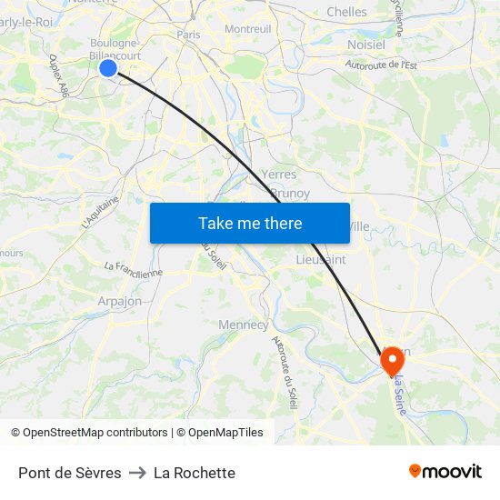 Pont de Sèvres to La Rochette map