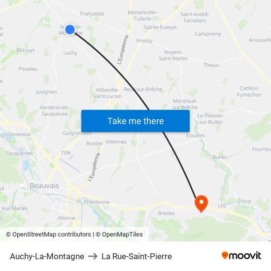 Auchy-La-Montagne to La Rue-Saint-Pierre map