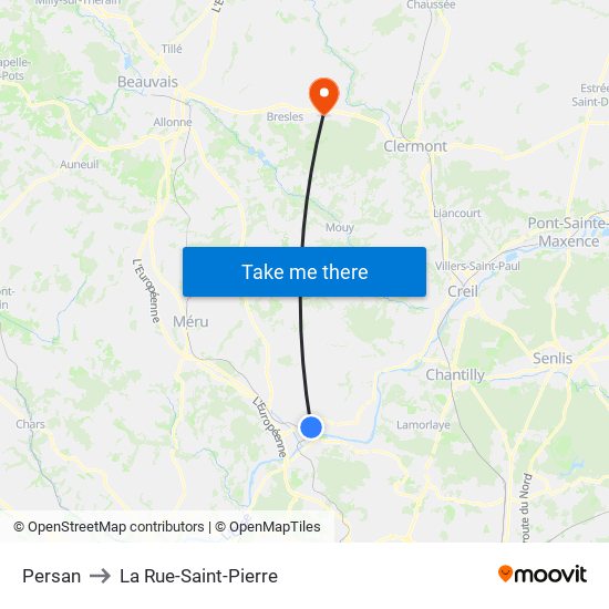 Persan to La Rue-Saint-Pierre map