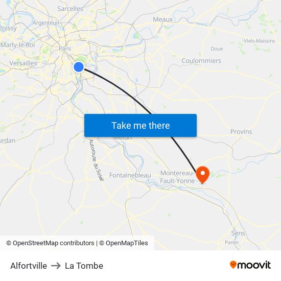 Alfortville to La Tombe map