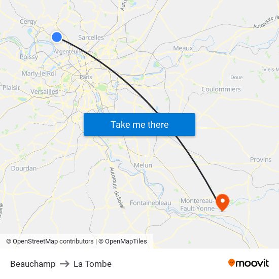 Beauchamp to La Tombe map