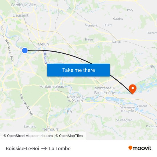 Boissise-Le-Roi to La Tombe map