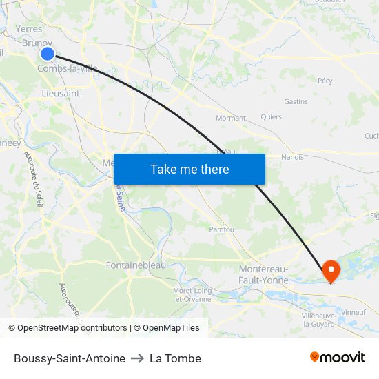Boussy-Saint-Antoine to La Tombe map