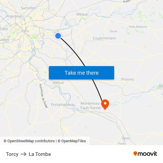 Torcy to La Tombe map