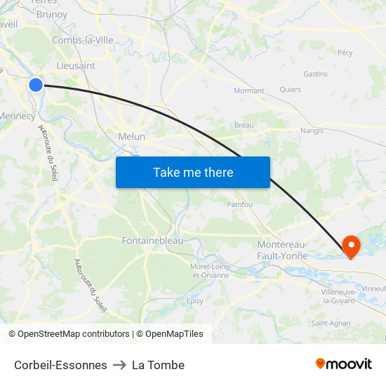 Corbeil-Essonnes to La Tombe map