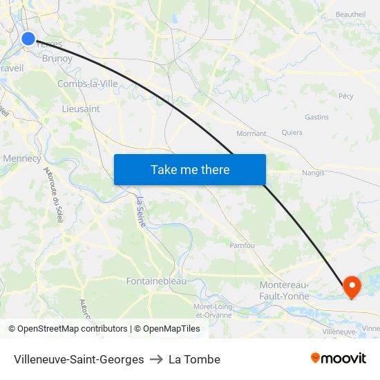 Villeneuve-Saint-Georges to La Tombe map
