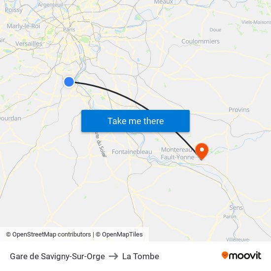 Gare de Savigny-Sur-Orge to La Tombe map