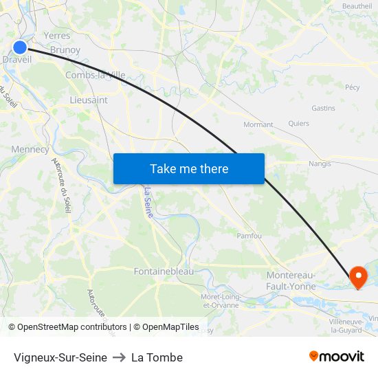 Vigneux-Sur-Seine to La Tombe map