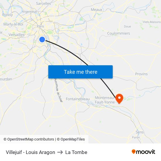 Villejuif - Louis Aragon to La Tombe map