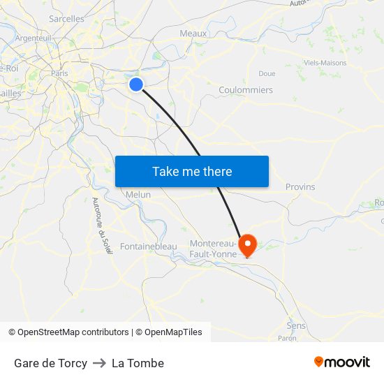 Gare de Torcy to La Tombe map