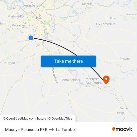 Massy - Palaiseau RER to La Tombe map