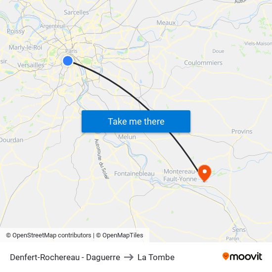 Denfert-Rochereau - Daguerre to La Tombe map