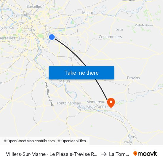 Villiers-Sur-Marne - Le Plessis-Trévise RER to La Tombe map