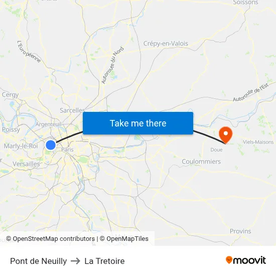 Pont de Neuilly to La Tretoire map