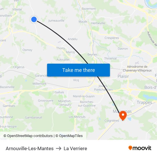 Arnouville-Les-Mantes to La Verriere map
