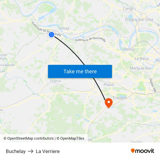 Buchelay to La Verriere map
