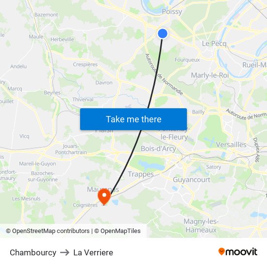 Chambourcy to La Verriere map