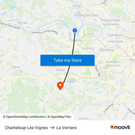 Chanteloup-Les-Vignes to La Verriere map