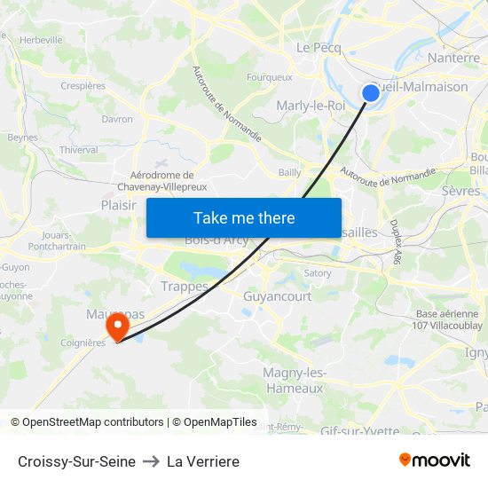 Croissy-Sur-Seine to La Verriere map