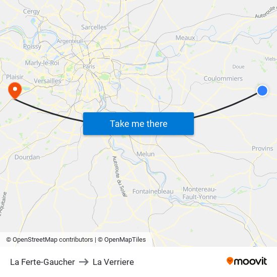 La Ferte-Gaucher to La Verriere map
