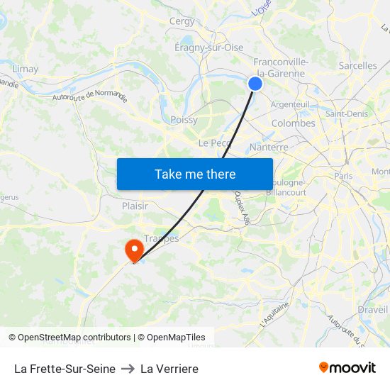 La Frette-Sur-Seine to La Verriere map