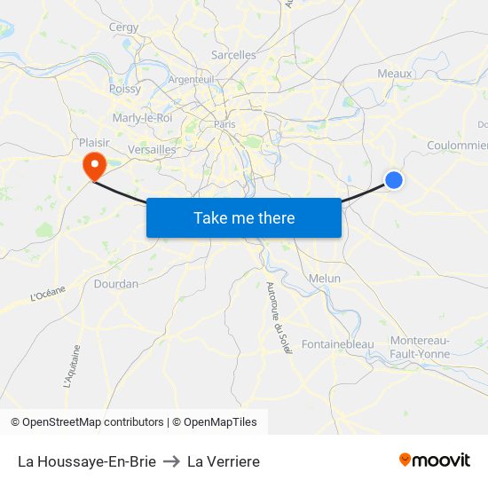 La Houssaye-En-Brie to La Verriere map