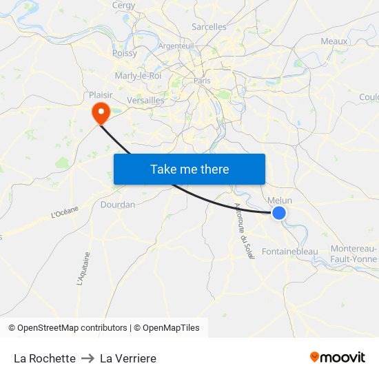 La Rochette to La Verriere map