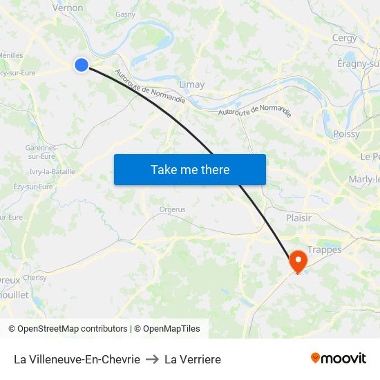 La Villeneuve-En-Chevrie to La Verriere map