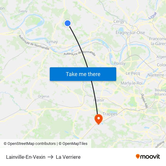 Lainville-En-Vexin to La Verriere map