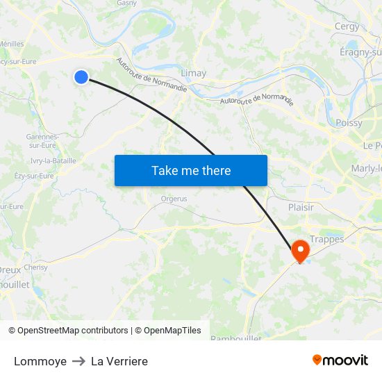 Lommoye to La Verriere map