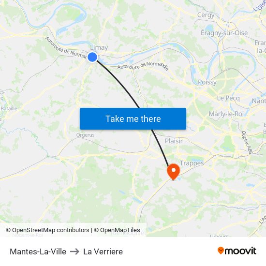 Mantes-La-Ville to La Verriere map