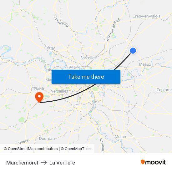 Marchemoret to La Verriere map