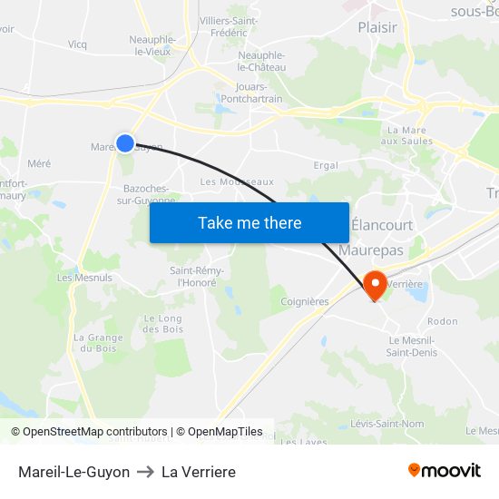 Mareil-Le-Guyon to La Verriere map